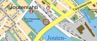 Varkauden kartta, jossa merkitty Joutenlahdessa sijaitseva koirapuisto.