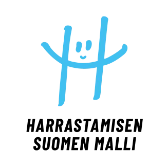 Harrastamisen Suomen mallin logo. H-kirjain, joka näyttää ihmishahmolta.