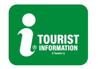 kuvassa on vihräellä pohjalla teksti tourist information ja i kirjain