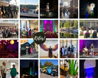 Kuvakollaasi, jossa ihmisiä tapahtumissa.